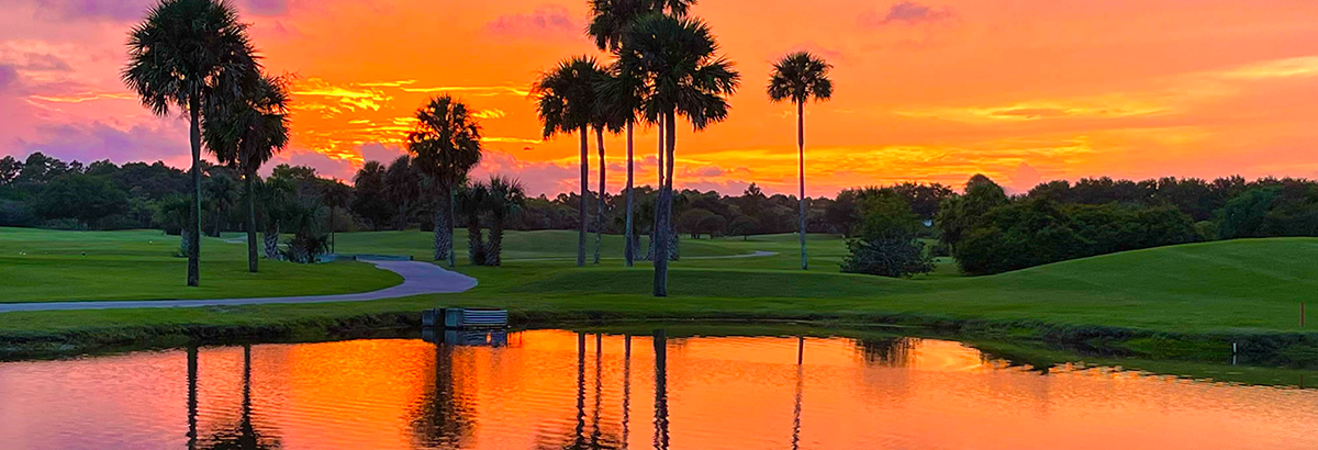 golf course at sunset